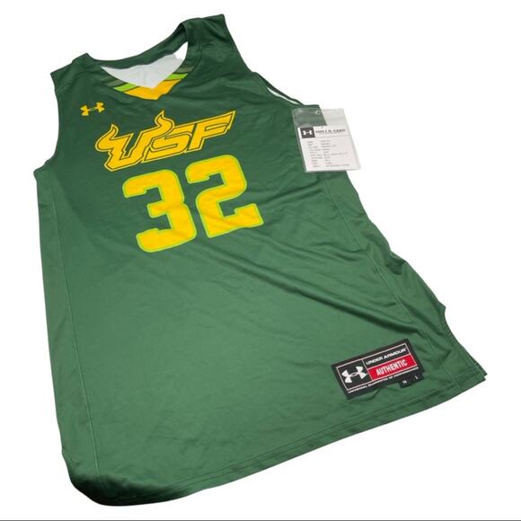 NEW - Under Armour Men's USF Florida Bulls #32 Basketball Jersey Green LARGE - Picture 11 of 11